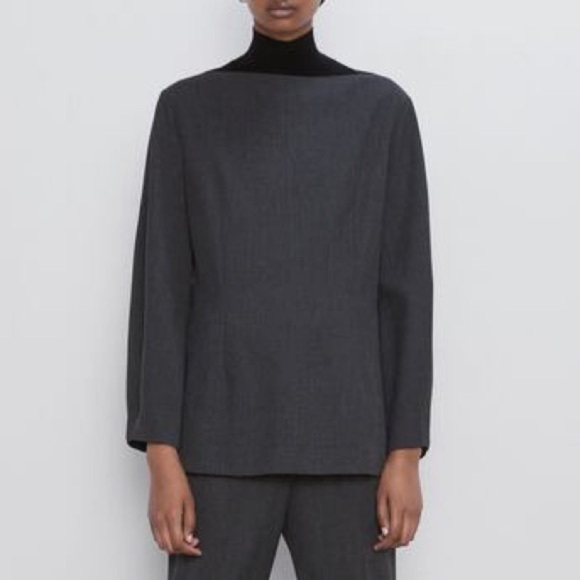NWT Zara Gray Top With Darts 
Size M - Picture 1 of 7
